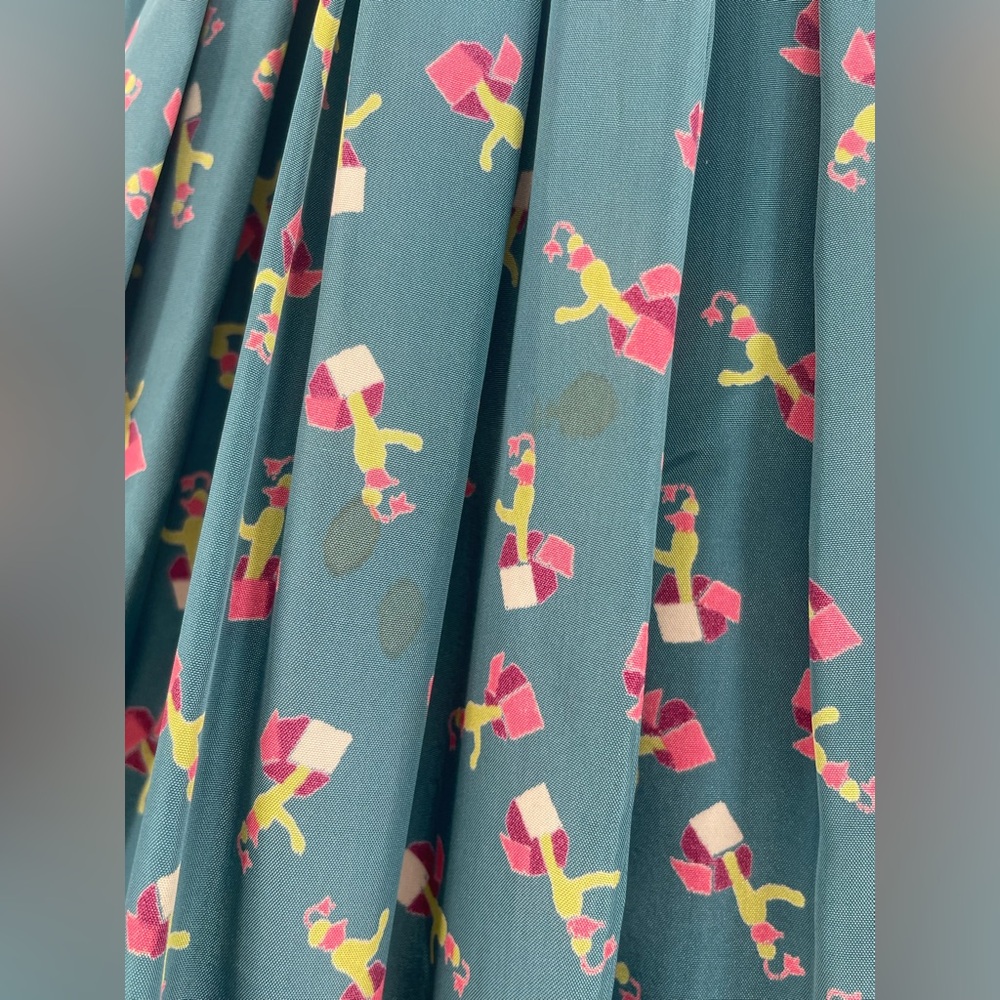 1950s Chic Debs Muted Blue Novelty Print Fit & Flare Dress - Picture 17 of 17
